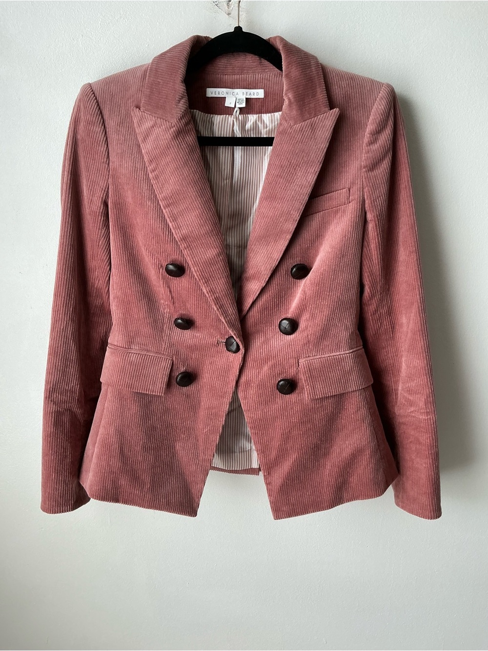 VERONICA BEARD Lawrence Dickey Jacket Blazer Corduroy Double-Breast Mauve Size 2 - Picture 2 of 14